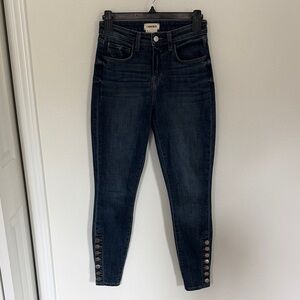 L'AGENCE Midnight Blue Skinny Jeans with Ankle Buttons